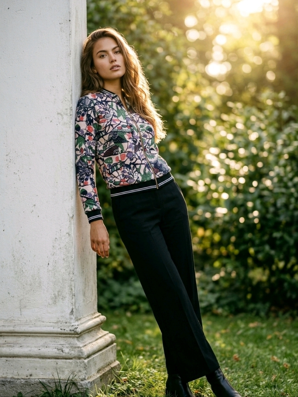 Ted Baker Multicolor Floral Bomber Jacket - White, Green, Pink, Black